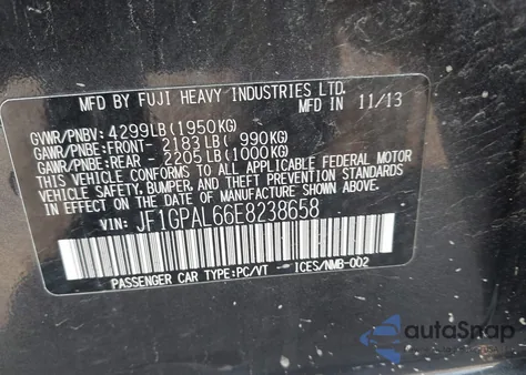 2014 Subaru Impreza 2.0I Sport Premium из США, поврежденный, VIN JF1GPAL66E8238658